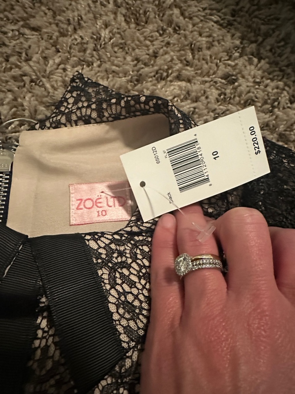 Zoe Ltd Black Lace Overlay Dress with Cream Underlayer - Picture 2 of 4